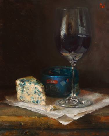 Still Life with blue cheese and red wine thumb