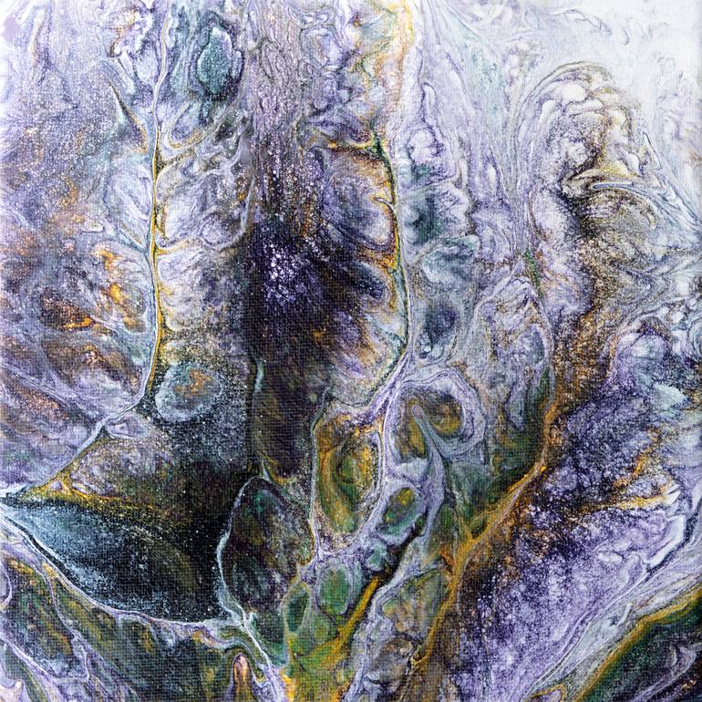 Black and Gold Abstract Original Acrylic Pour Painting, 8 x 10, Fluid Art  Painting
