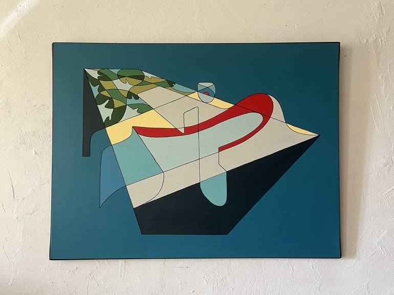 Original Art Deco Geometric Painting by JeanLuc Feugeas