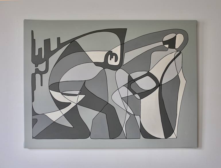 Original Art Deco People Painting by Jeanluc Feugeas