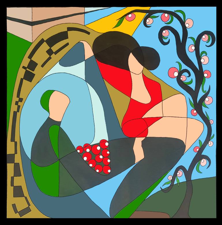 Original Art Deco People Painting by Jeanluc Feugeas