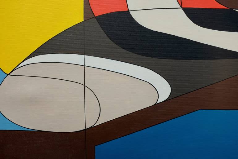 Original Art Deco Architecture Painting by Jeanluc Feugeas