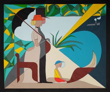 Print of Art Deco Family Paintings by JeanLuc Feugeas