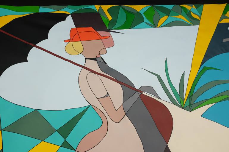 Original Art Deco Family Painting by Jeanluc Feugeas