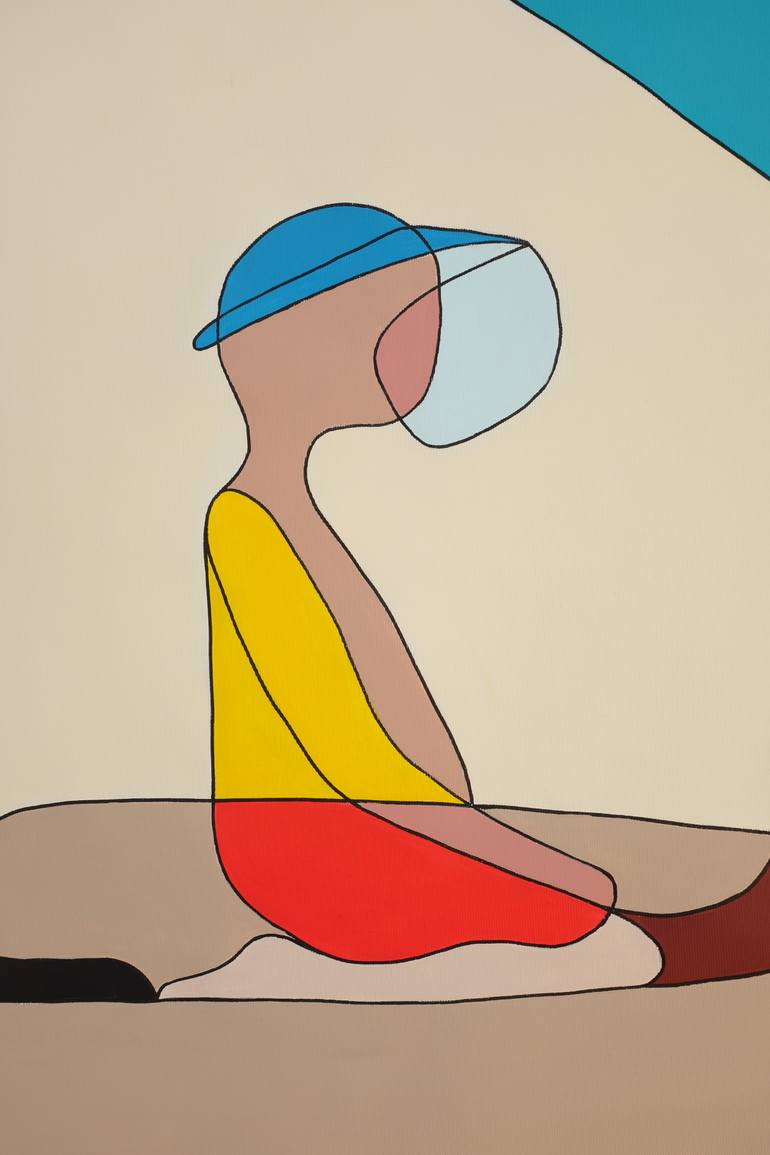 Original Art Deco Family Painting by Jeanluc Feugeas