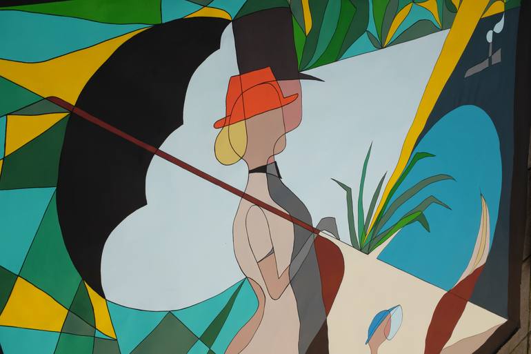 Original Art Deco Family Painting by Jeanluc Feugeas