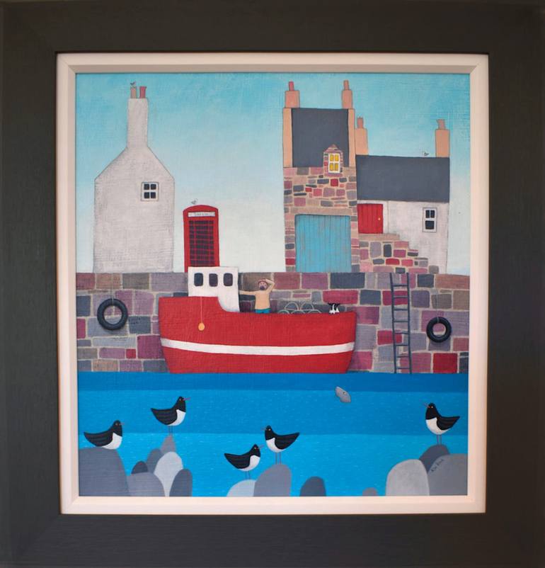 Original Fine Art Boat Painting by Ailsa Black