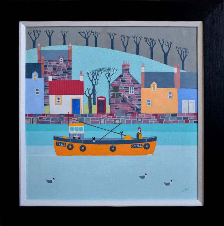 Original Fine Art Boat Painting by Ailsa Black