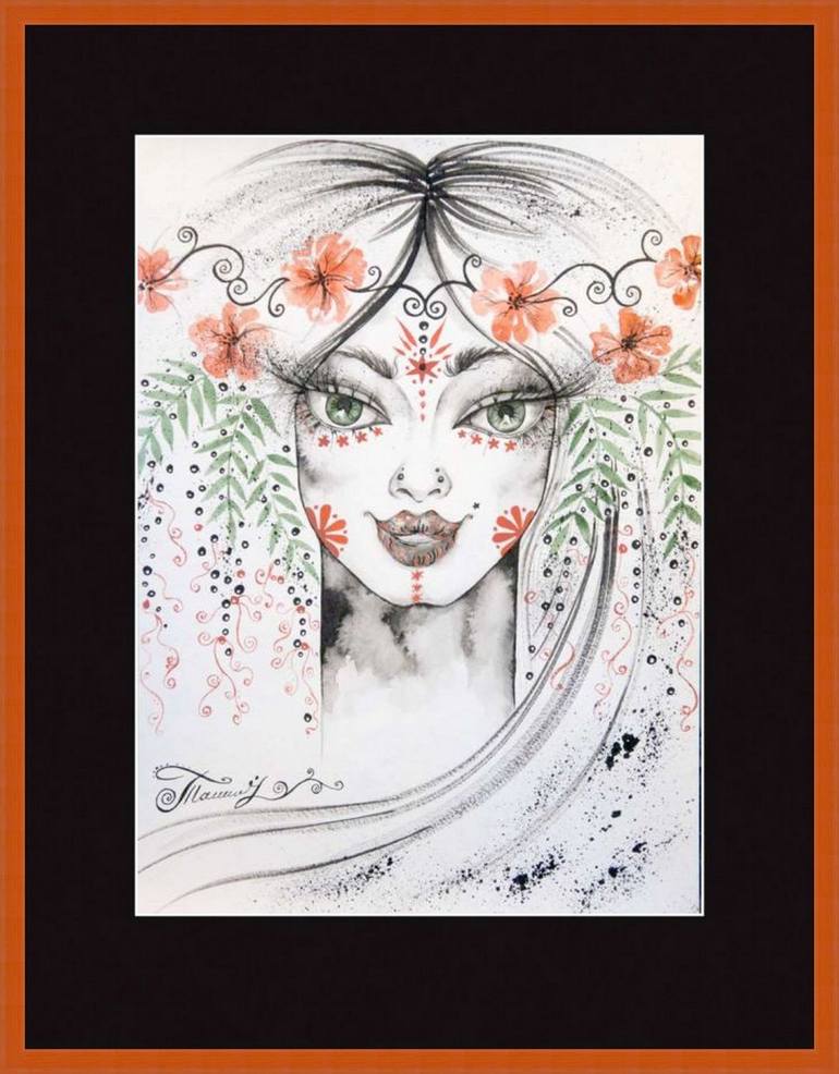 Original Art Deco Women Drawing by Iryna Tatur