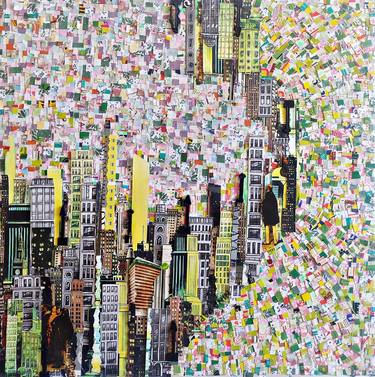 Original Expressionism Cities Collage by Nina Papel