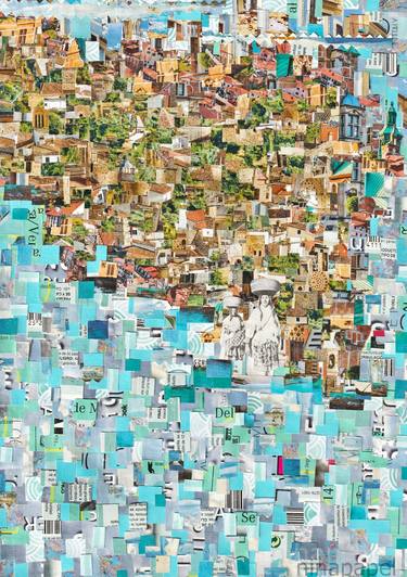 Original Expressionism Landscape Collage by Nina Papel