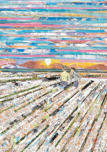 Original Expressionism Rural life Collage by Nina Papel