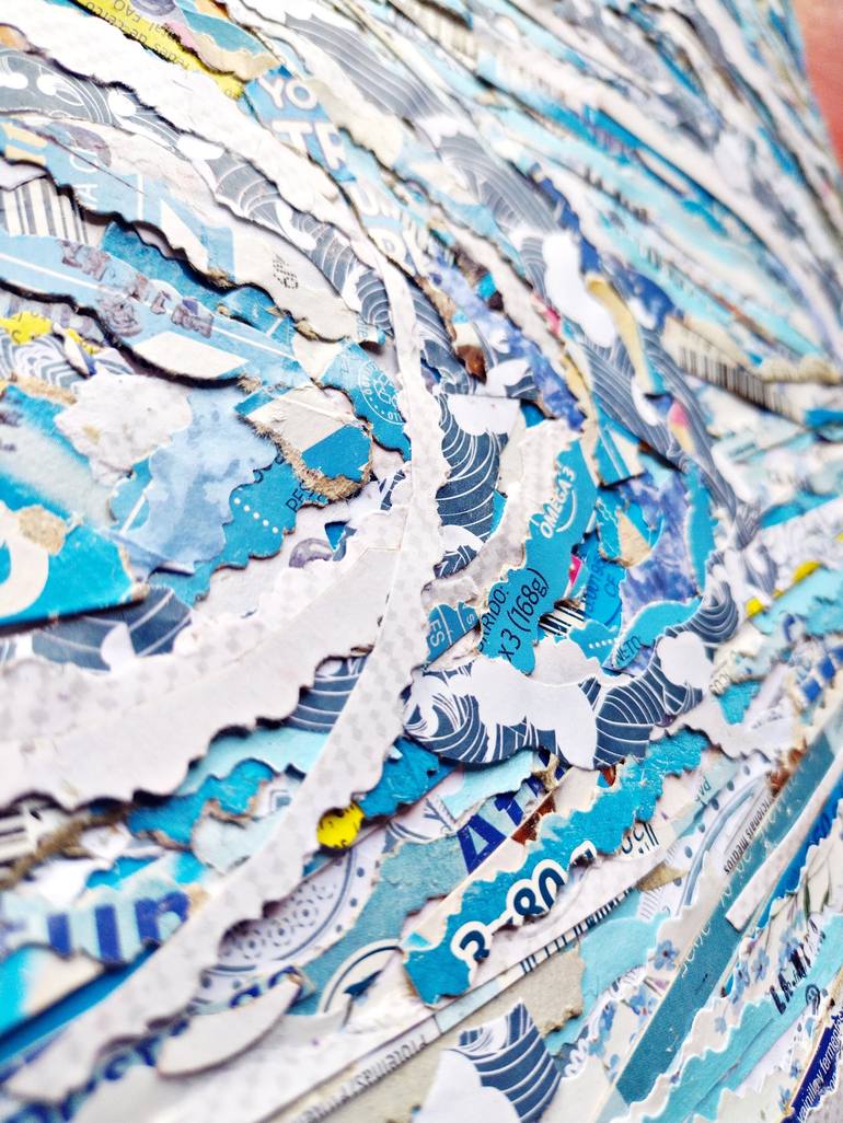 Original Abstract Expressionism Water Collage by Nina Papel