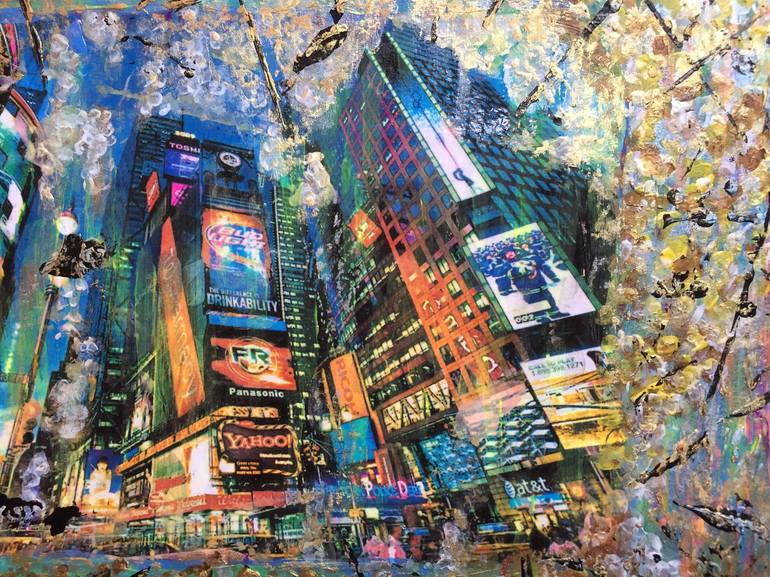 Original Abstract Cities Painting by Donatas Prusevicius