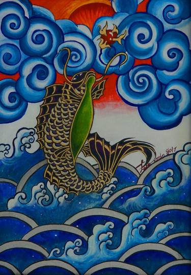 Print of Folk Fish Paintings by Jaehee Kim