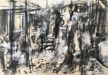 Original Abstract Expressionism People Drawings by Olivier Baudelocque