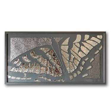 Butterfly mirror mosaic resin plaster relief grey and silver painting thumb
