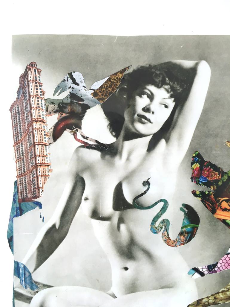 Original Figurative Erotic Collage by Anne Lacheiner-Kuhn