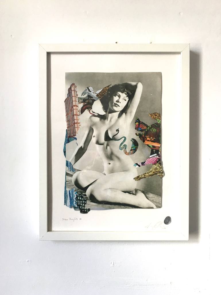 Original Figurative Erotic Collage by Anne Lacheiner-Kuhn