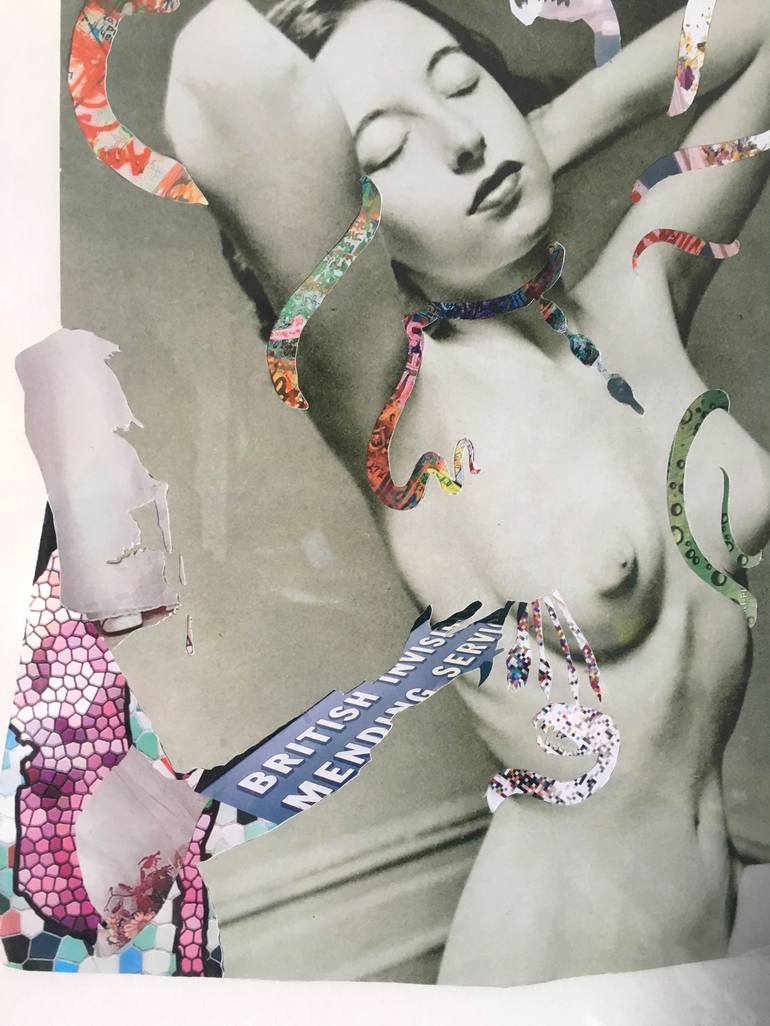 Original Figurative Erotic Collage by Anne Lacheiner-Kuhn