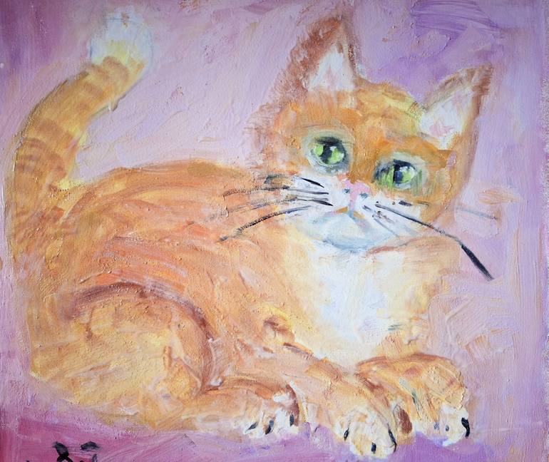 Original Abstract Expressionism Cats Paintings by Christina Svensson