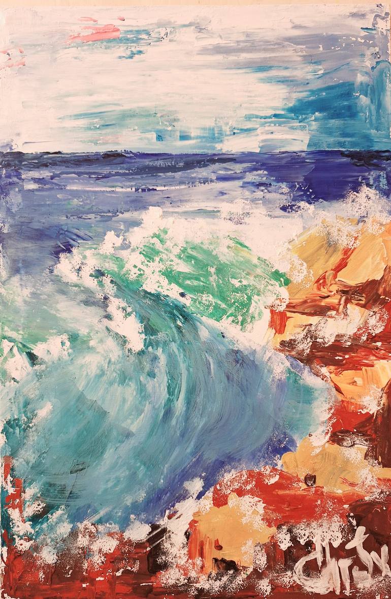 Original Abstract Seascape Painting by Christina Svensson