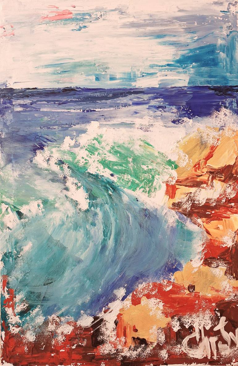 Original Abstract Seascape Painting by Christina Svensson