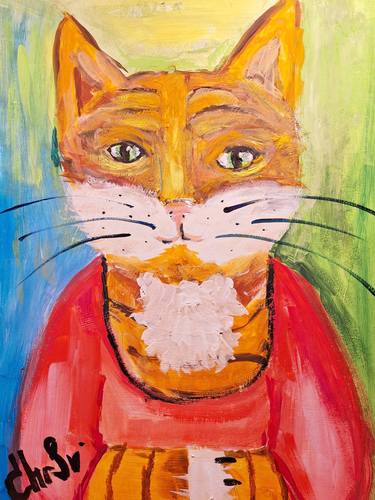 Original Abstract Expressionism Cats Paintings by Christina Svensson