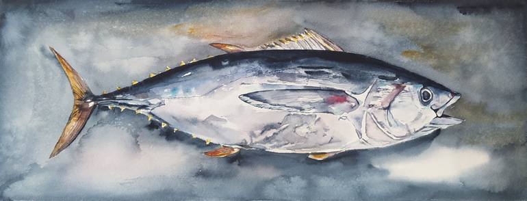 Original Impressionism Fish Painting by Yolanda Moreno
