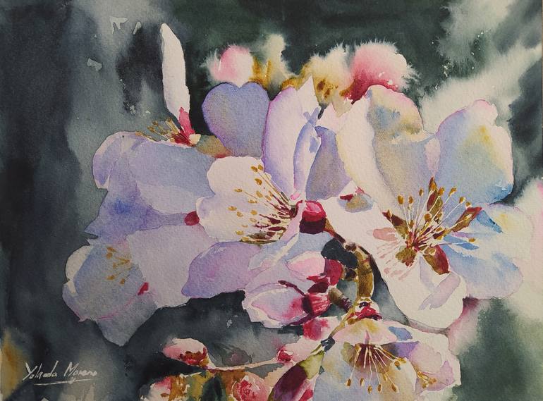 Almond Blossom Painting by Yolanda Moreno
