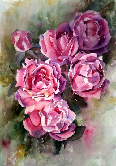 Original Fine Art Floral Paintings by Yolanda Moreno