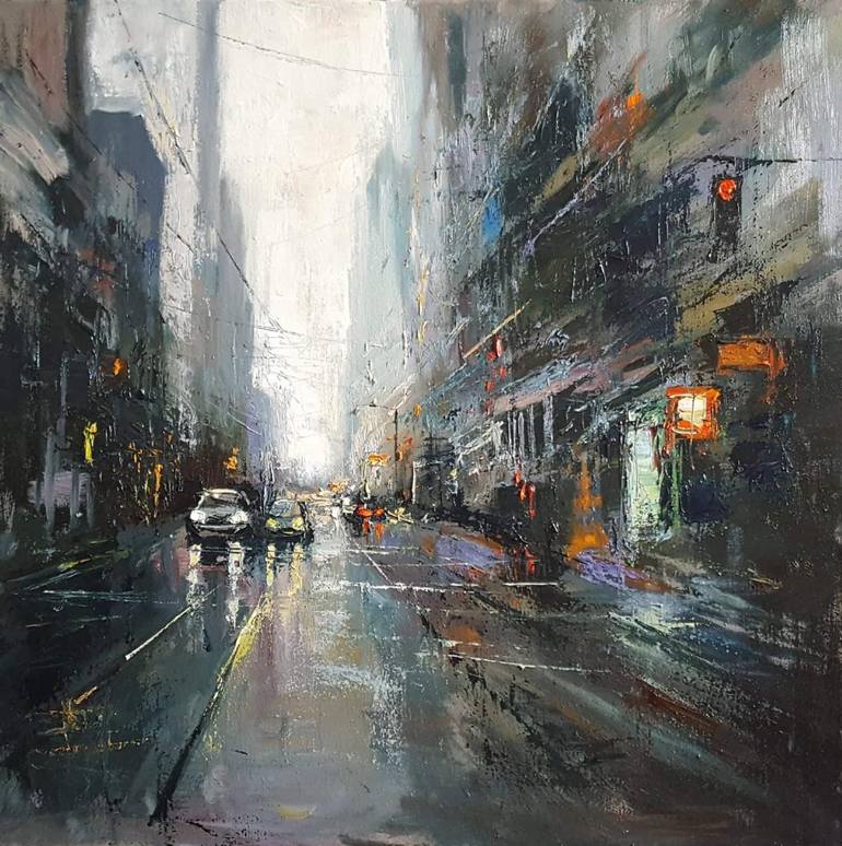 An afternoon in a city Painting by Nikoletta Kiraly | Saatchi Art