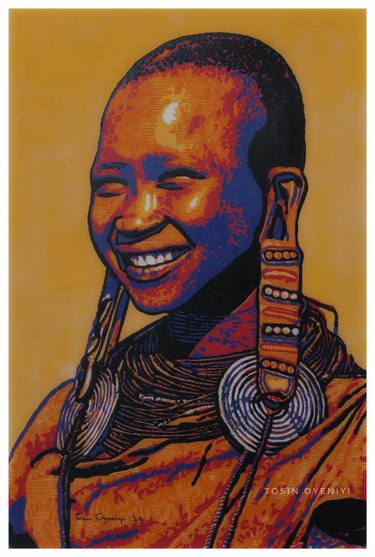 Original Portraiture Culture Printmaking by tosin oyeniyi