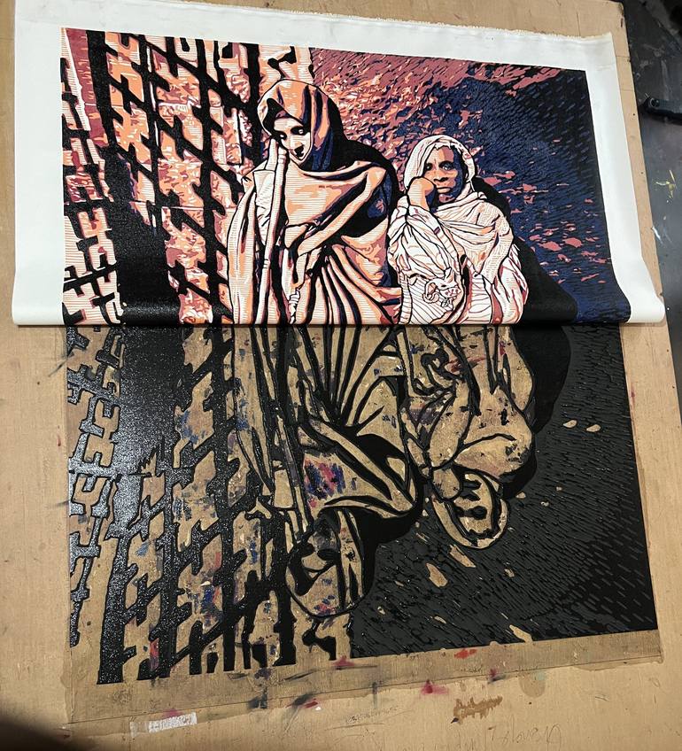 Original Figurative Classical Mythology Printmaking by Tosin Oyeniyi