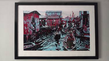 Original Abstract Expressionism Boat Printmaking by tosin oyeniyi
