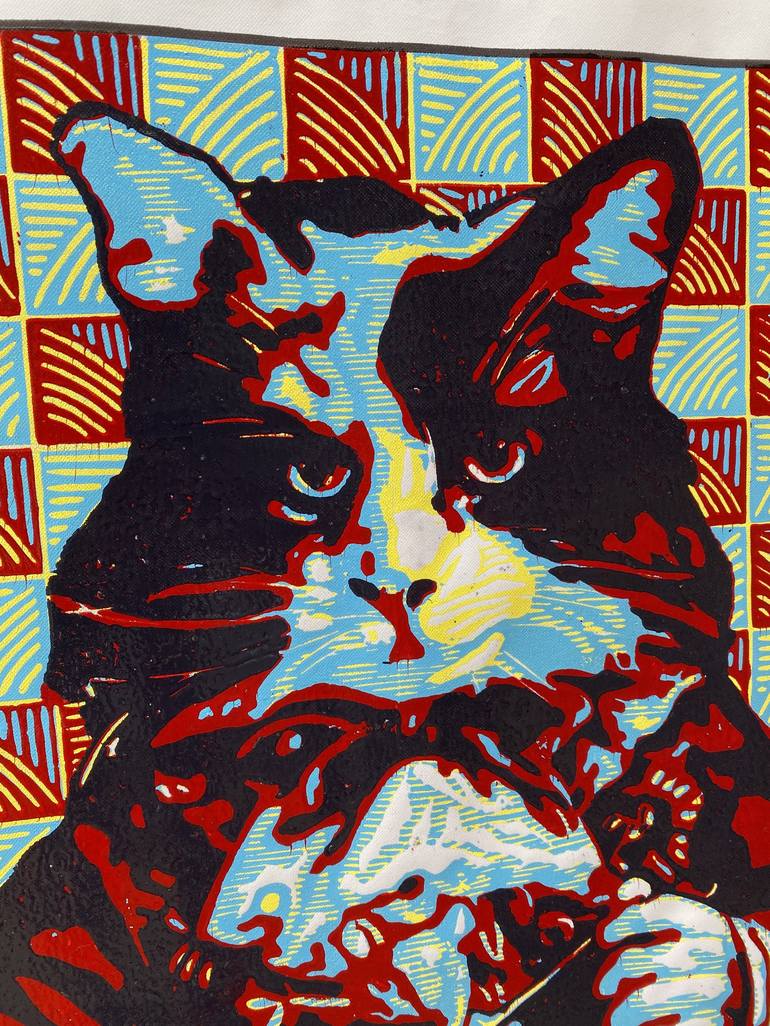Original Abstract Expressionism Cats Printmaking by tosin oyeniyi