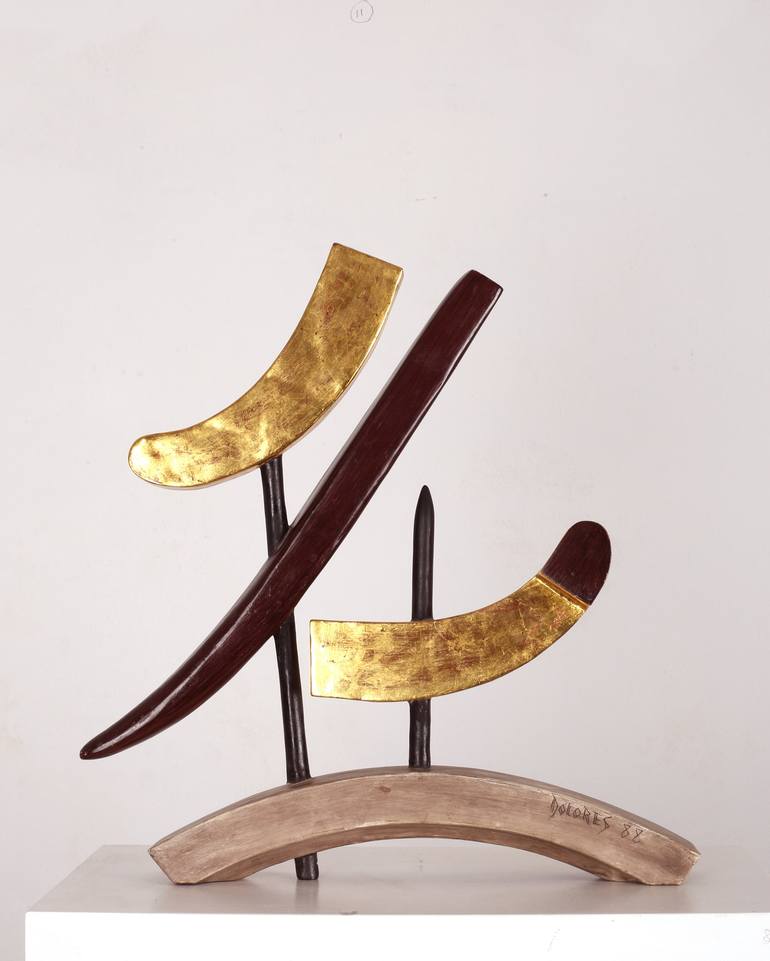 Original Abstract Calligraphy Sculpture by Dolores Flores