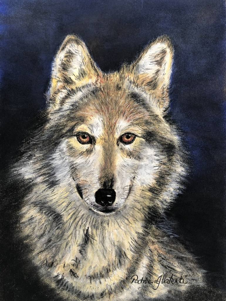 Midnight Wolf Painting by Patricia Valenti | Saatchi Art