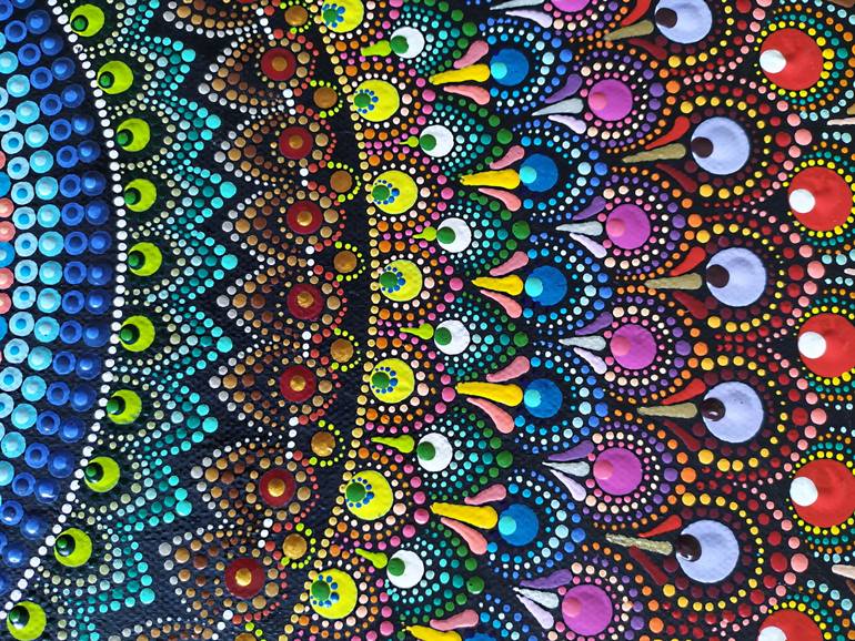 Original Other Abstract Painting by Dreams Made Of Dots Pointillism Mandalas And Dotted Art