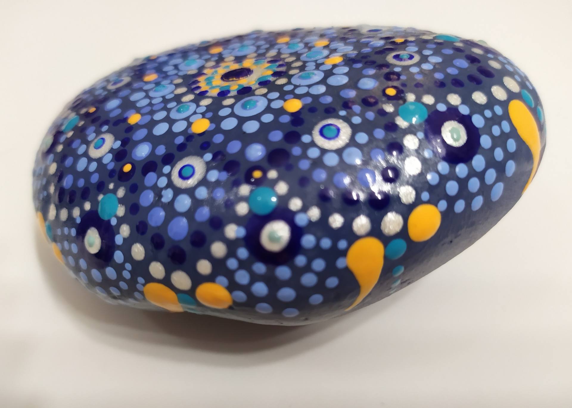 Blue Painted Stone/Mandala Rock/Dot Art/Blue Mandala Stones/original  painting on stone/acrylic painting/Healing Mandalas by Muriel Guilboa  Painting by Dreams Made of Dots Pointillism Mandalas and Dotted Art |  Saatchi Art