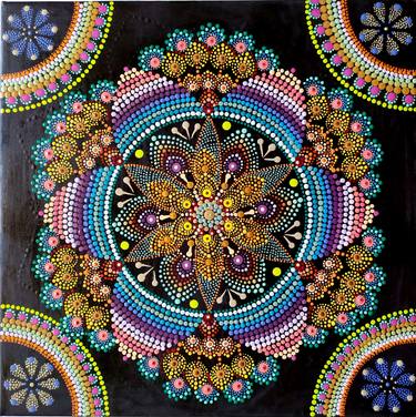 Rainbow Mandala Painting Chakra Mandala Mandala Lover Gift Hand Dot Painted on Canvas