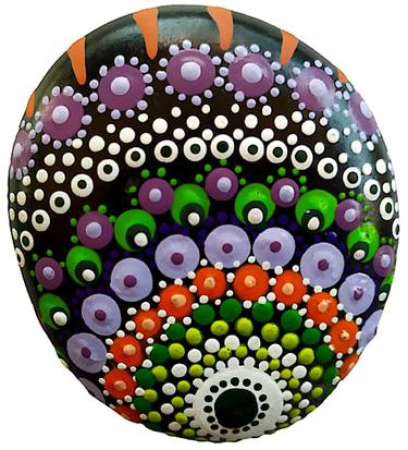 Decorative hand Painted Stone/Colorful Mandala Rock/Dot Art/Mandala Stone/original painting/acrylic painting/Healing Mandalas/Muriel Guilboa thumb