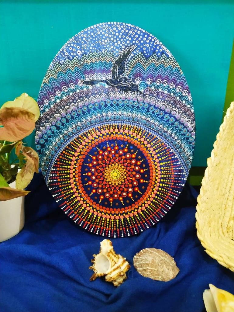 Mandala Lover Gift Rainbow Mandala Painting Hand Dot Painted on Canvas Chakra Mandala