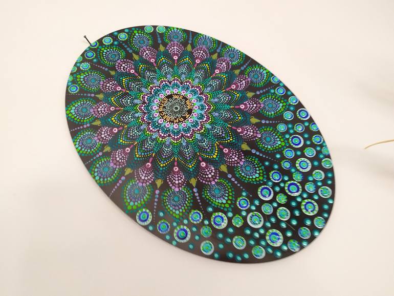 Original Art Deco Abstract Painting by Dreams Made Of Dots Pointillism Mandalas And Dotted Art