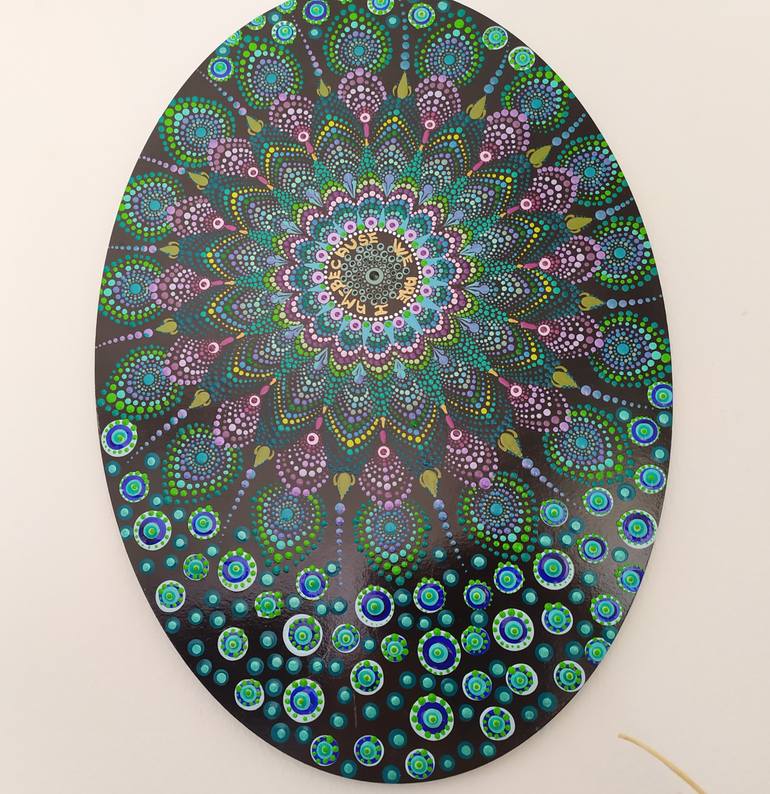 Original Art Deco Abstract Painting by Dreams Made Of Dots Pointillism Mandalas And Dotted Art