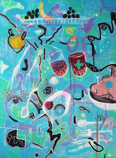 Original Abstract Expressionism Cuisine Painting by Vicente Castillo Guillen
