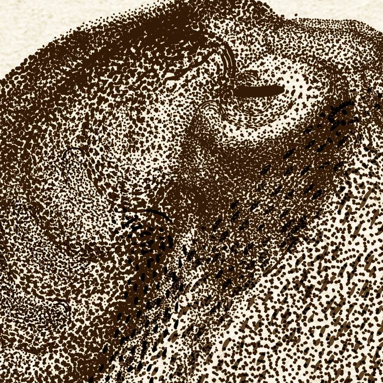 Original Pointillism Animal Drawing by Nayfe Slusjan