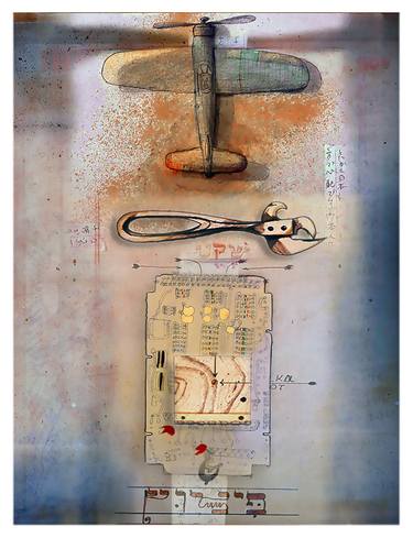 Original Realism Aeroplane Collage by Ehud Oren