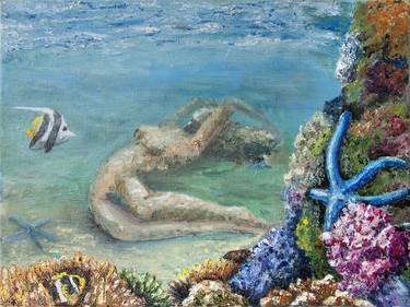 Print of People Paintings by Olga Belka UNDERWATER Artist