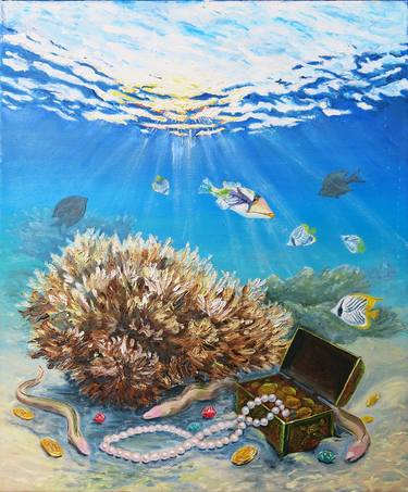 Treasurers on Duty. The original artwork painted underwater in the sea. thumb